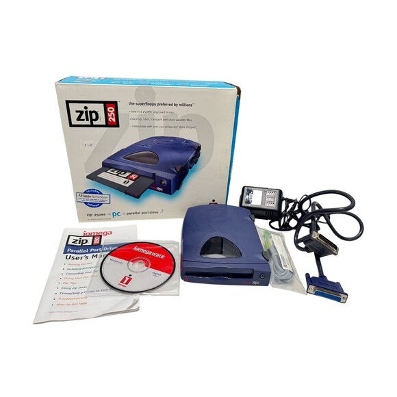 ZIP 250 Iomega Drive External Z250P Parallel Disk with Cable and Power Supply - Picture 1 of 7